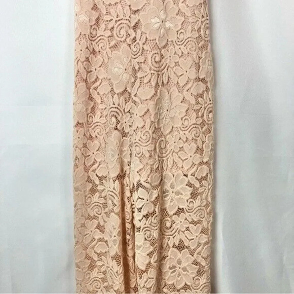 Bebe Blush Pink High Neck Lace Open Back Jumpsuit 12 - Picture 5 of 6